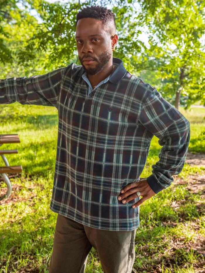 Mens Shirts and Flannels Volcom Entertainment Fat Tony Long Sleeve Shirt 8211 Navy