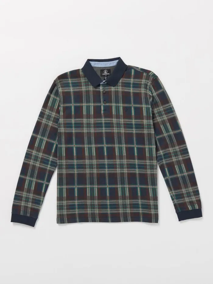 Mens Shirts and Flannels Volcom Entertainment Fat Tony Long Sleeve Shirt 8211 Navy
