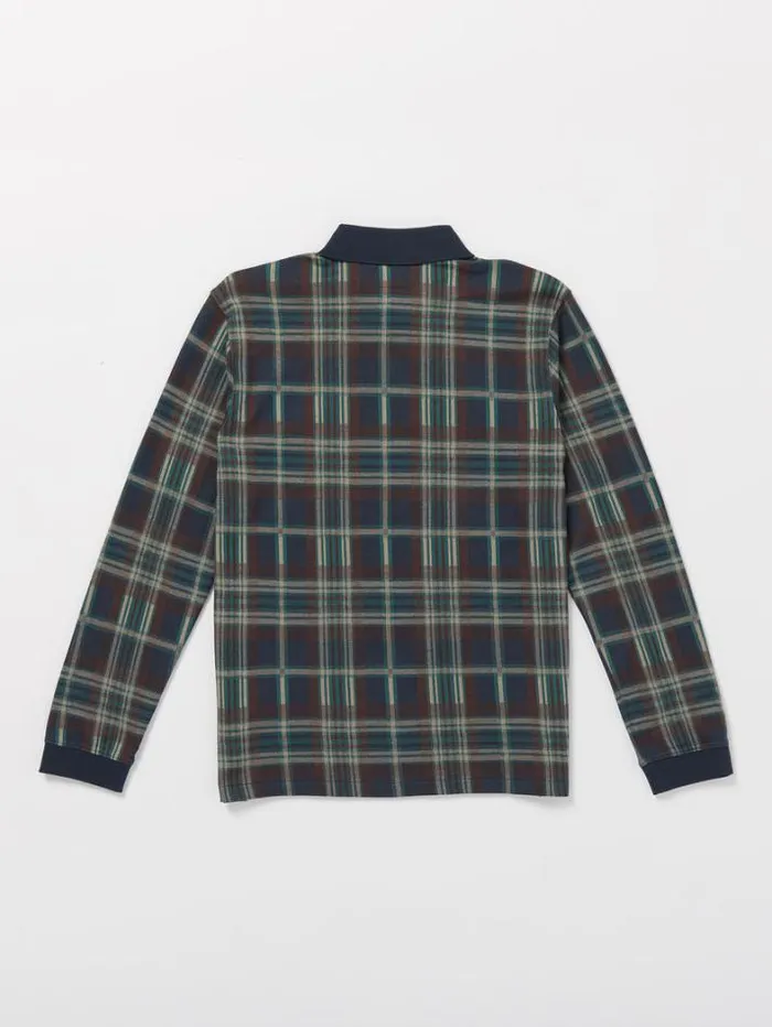 Mens Shirts and Flannels Volcom Entertainment Fat Tony Long Sleeve Shirt 8211 Navy
