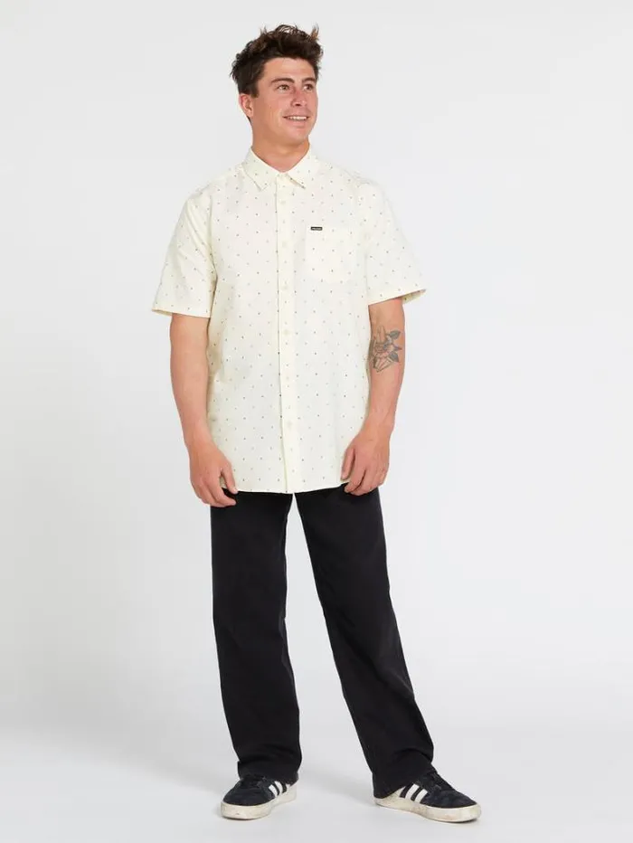 Mens Shirts and Flannels Volcom Hone Stone Woven Short Sleeve Shirt 8211 Off White