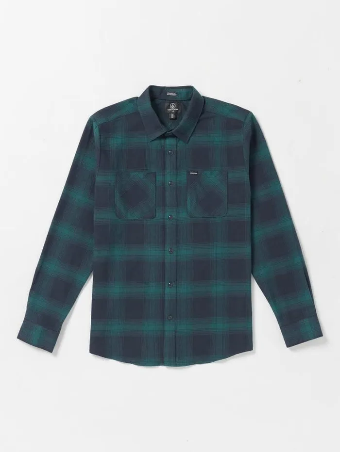 Mens Shirts and Flannels Volcom Netastone Flannel Long Sleeve Shirt 8211 Navy