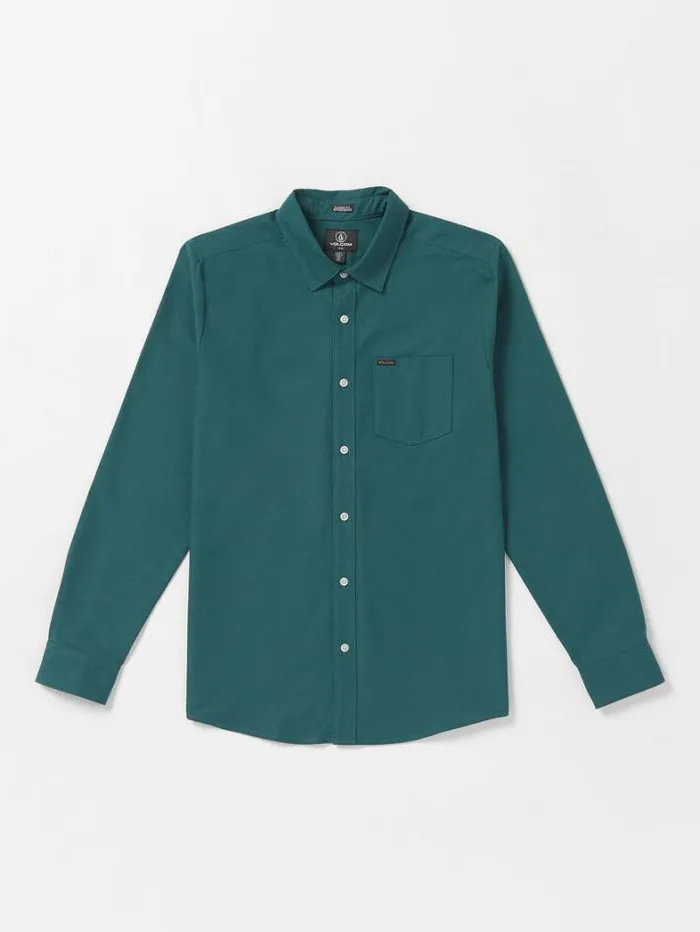 Mens Shirts and Flannels Volcom Veeco Oxford Long Sleeve Shirt 8211 Ranger Green