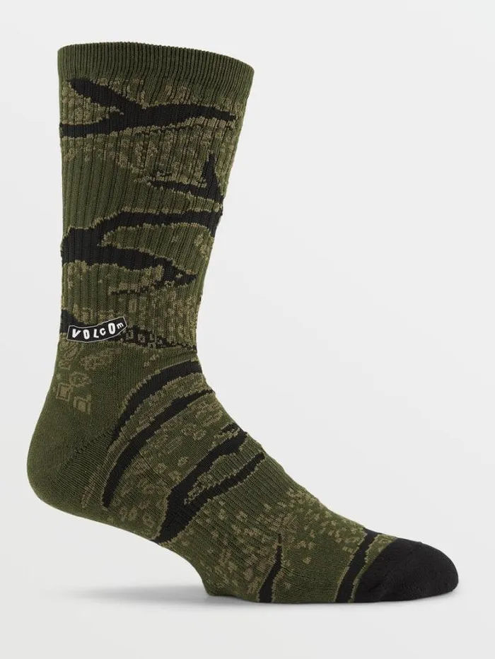 Mens Socks Volcom Caustic Camo Socks 8211 Squadron Green
