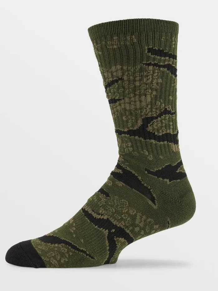 Mens Socks Volcom Caustic Camo Socks 8211 Squadron Green