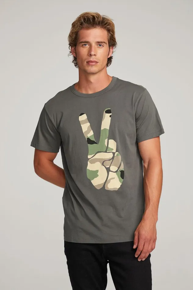 Mens Tops Chaser Brand Camo Peace Mens Tee