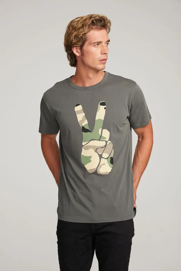 Mens Tops Chaser Brand Camo Peace Mens Tee