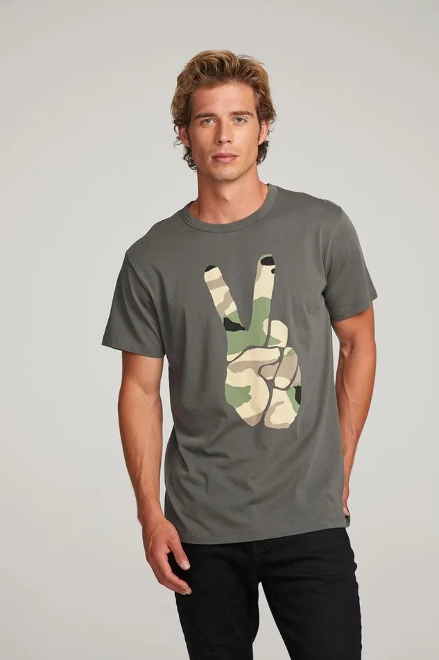 Mens Tops Chaser Brand Camo Peace Mens Tee