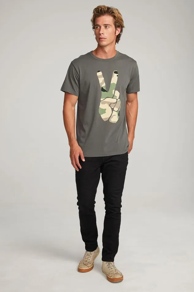 Mens Tops Chaser Brand Camo Peace Mens Tee