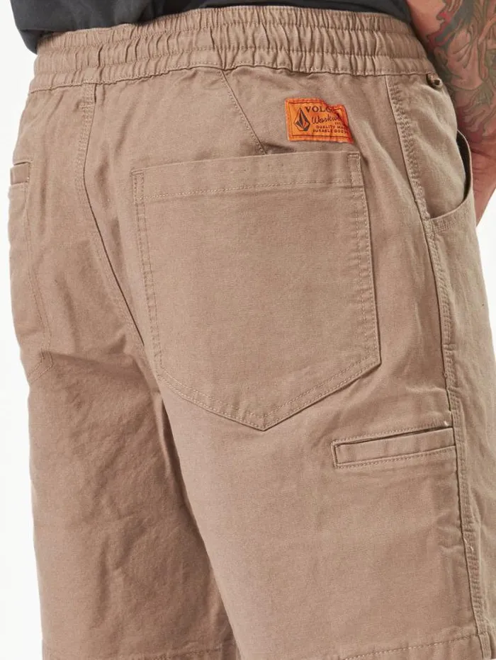 MensWorkwear Shorts Volcom Workwear Caliper Elastic Waist Shorts 8211 Brindle