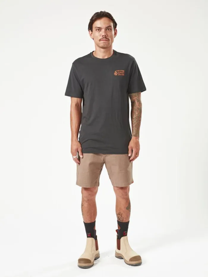 MensWorkwear Shorts Volcom Workwear Caliper Elastic Waist Shorts 8211 Brindle