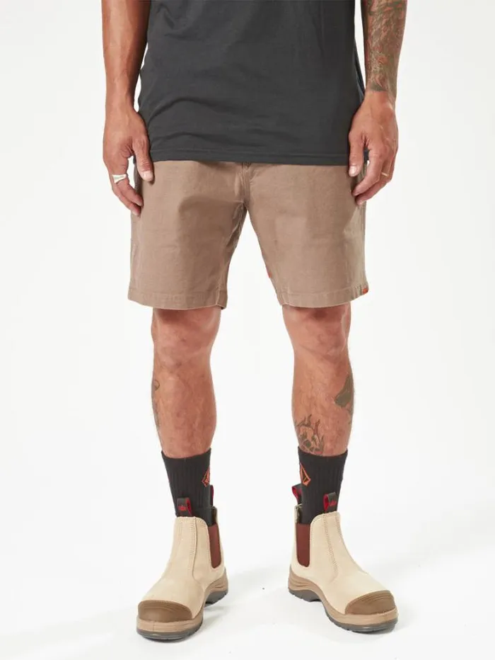 MensWorkwear Shorts Volcom Workwear Caliper Elastic Waist Shorts 8211 Brindle