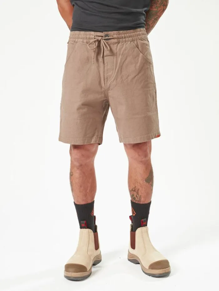 MensWorkwear Shorts Volcom Workwear Caliper Elastic Waist Shorts 8211 Brindle