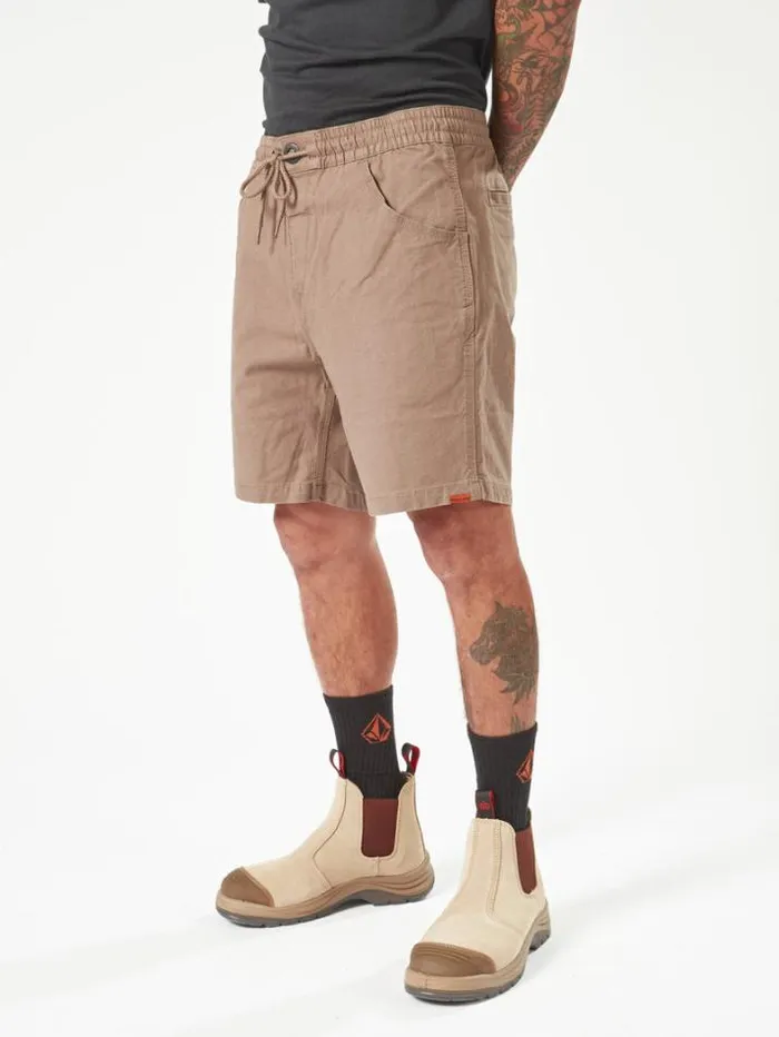 MensWorkwear Shorts Volcom Workwear Caliper Elastic Waist Shorts 8211 Brindle
