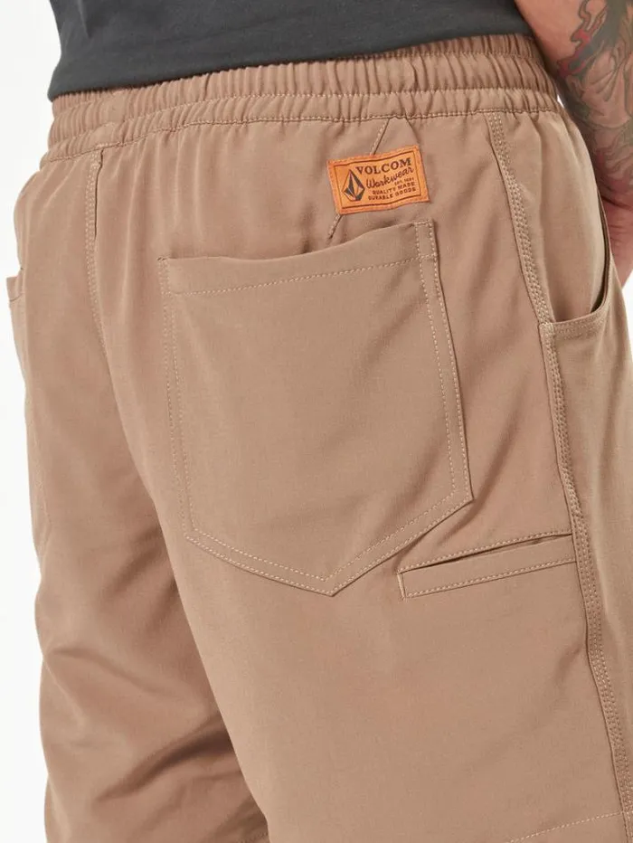 MensWorkwear Shorts Volcom Workwear Slab Elastic Waist Shorts 8211 Brindle