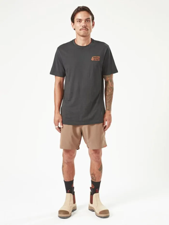 MensWorkwear Shorts Volcom Workwear Slab Elastic Waist Shorts 8211 Brindle