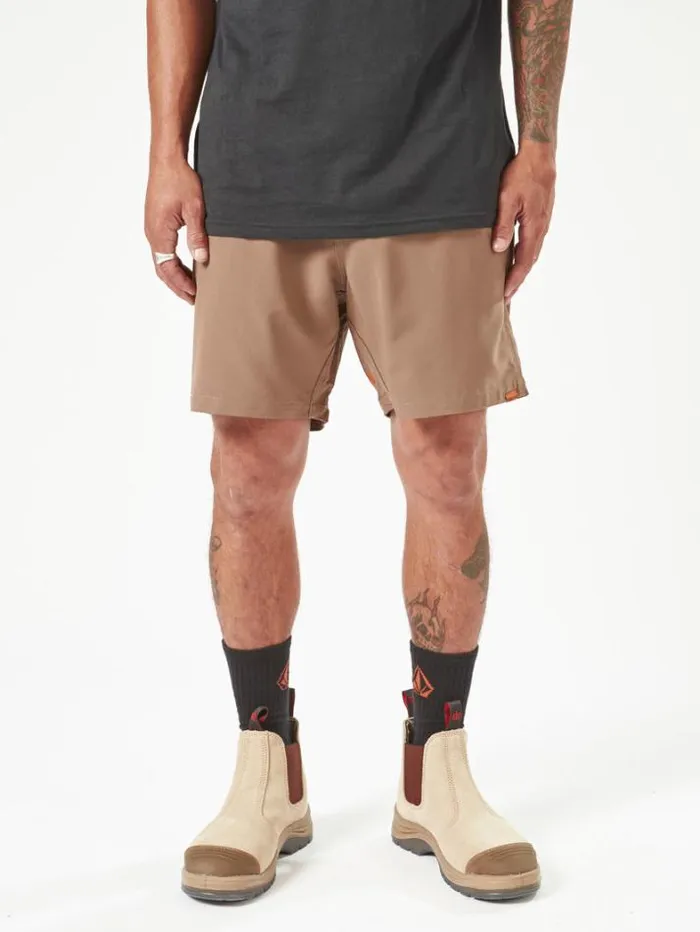 MensWorkwear Shorts Volcom Workwear Slab Elastic Waist Shorts 8211 Brindle