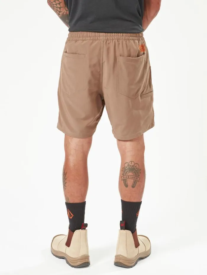 MensWorkwear Shorts Volcom Workwear Slab Elastic Waist Shorts 8211 Brindle