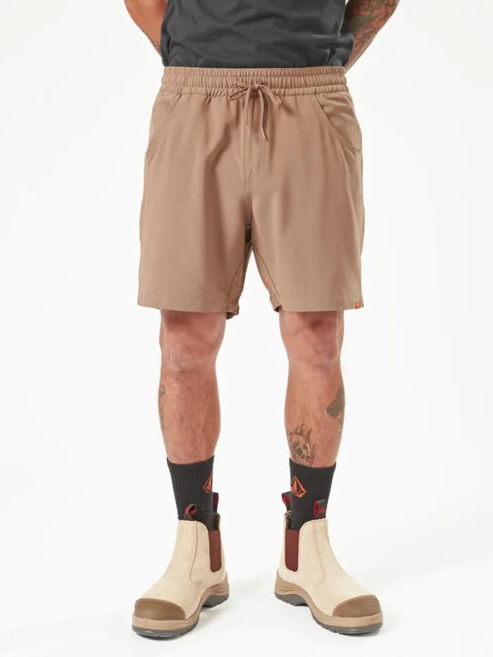 MensWorkwear Shorts Volcom Workwear Slab Elastic Waist Shorts 8211 Brindle