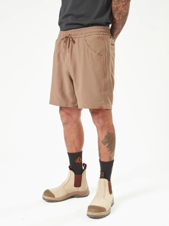 MensWorkwear Shorts Volcom Workwear Slab Elastic Waist Shorts 8211 Brindle