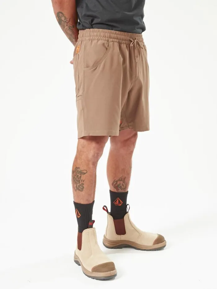 MensWorkwear Shorts Volcom Workwear Slab Elastic Waist Shorts 8211 Brindle