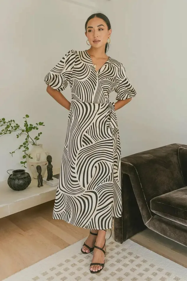 Michaela Printed Dress Black Women Bohme Dresses