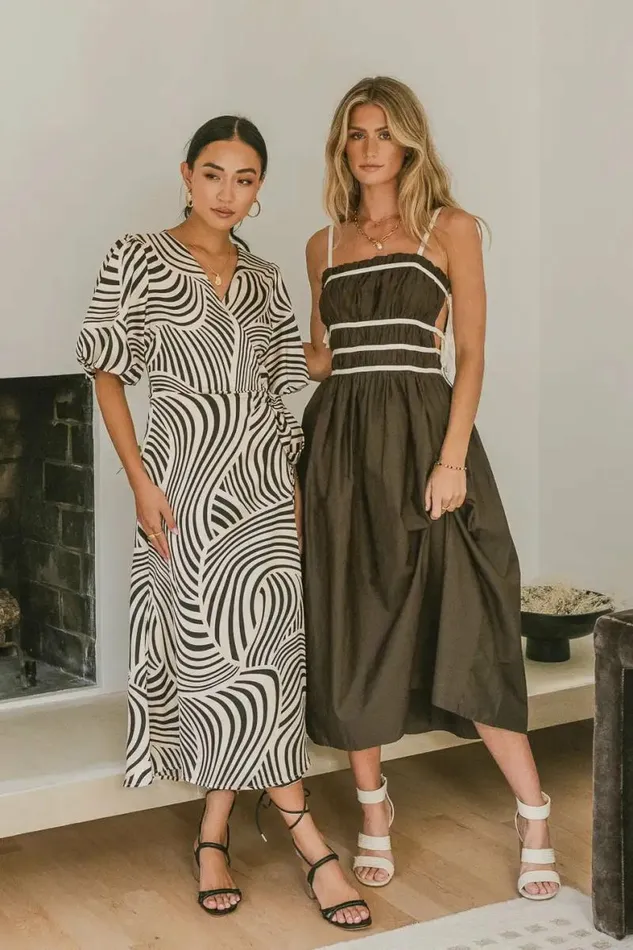 Michaela Printed Dress Black Women Bohme Dresses