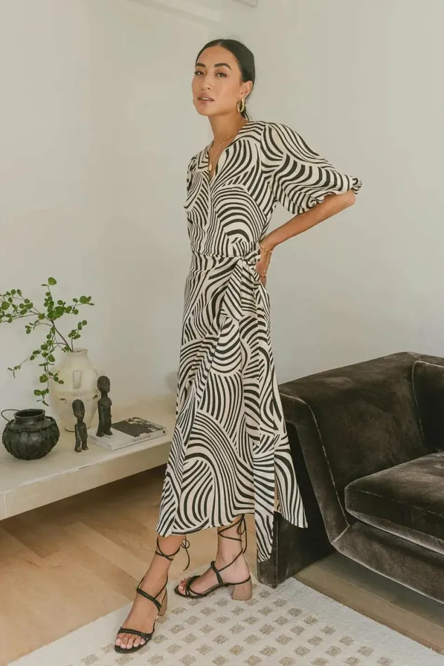 Michaela Printed Dress Black Women Bohme Dresses