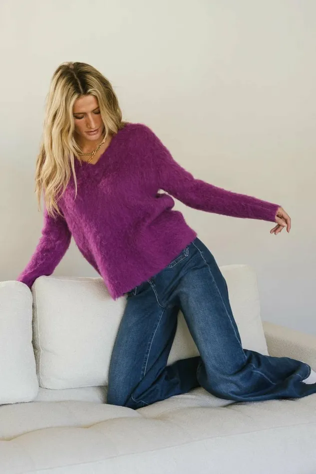 Miller Fuzzy Sweater In Fuchsia Fuchsia Women Bohme Tops