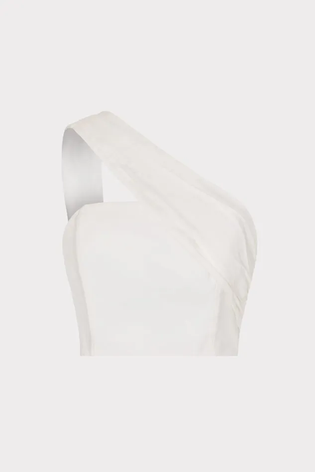 Milly Arantza Draped One Shoulder Top White Women Tops