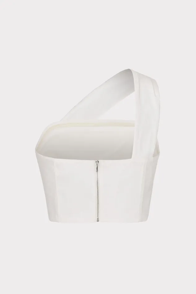 Milly Arantza Draped One Shoulder Top White Women Tops
