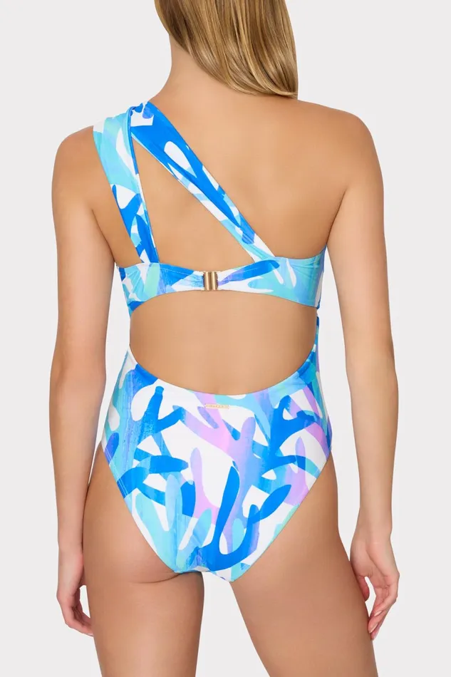 Milly Betsy Italian Under The Sea Bandeau One Piece Blue Multi Women One Piece Swimsuits