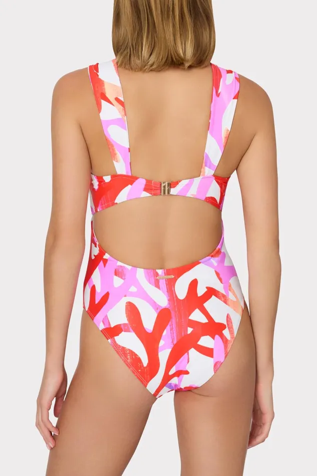 Milly Betsy Italian Under The Sea Bandeau One Piece Pink Multi Women Swim and Coverups Milly Betsy Italian Under The Sea Bandeau One Piece Pink Multi Women Swim and Coverups