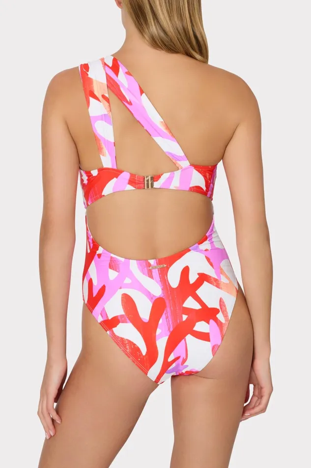 Milly Betsy Italian Under The Sea Bandeau One Piece Pink Multi Women Swim and Coverups Milly Betsy Italian Under The Sea Bandeau One Piece Pink Multi Women Swim and Coverups