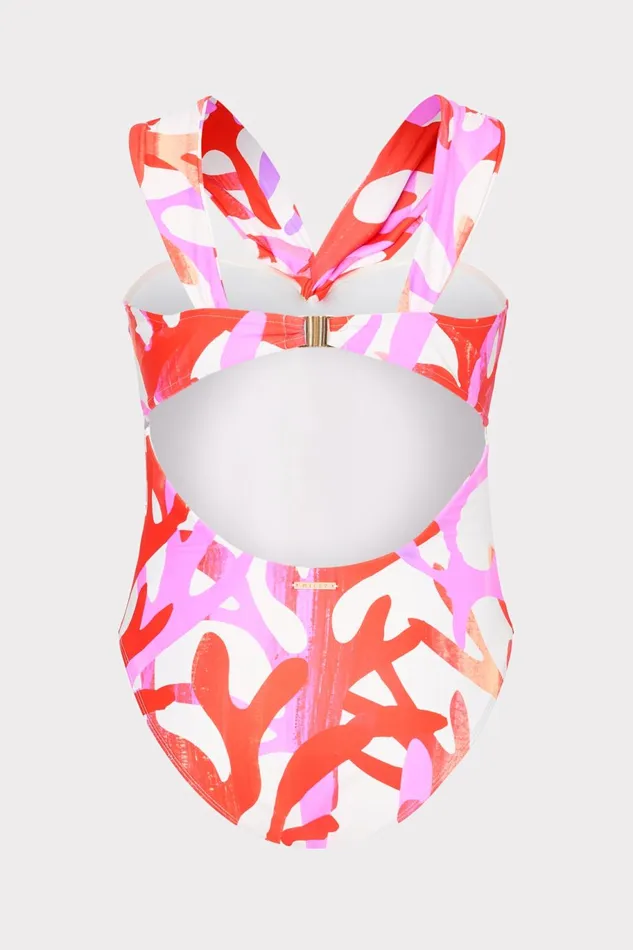 Milly Betsy Italian Under The Sea Bandeau One Piece Pink Multi Women Swim and Coverups Milly Betsy Italian Under The Sea Bandeau One Piece Pink Multi Women Swim and Coverups