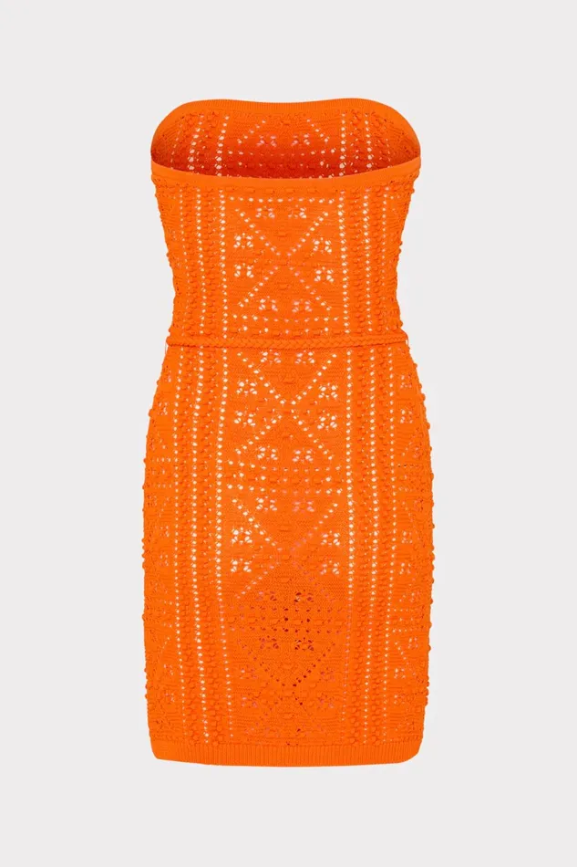 Milly Bubble Pointelle Strapless Mini Dress Coral Women CoverUps