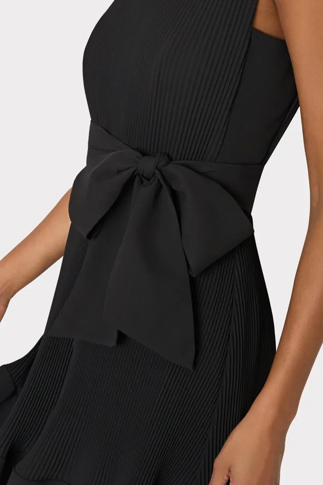 Milly Carreen Pleated Mini Dress Black Women Dresses