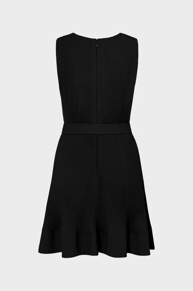 Milly Carreen Pleated Mini Dress Black Women Dresses