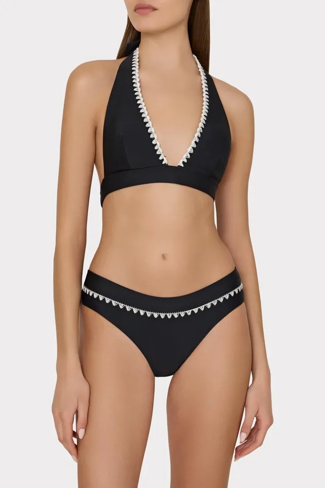 Milly Crochet Stitch Bikini Bottom Blackwhite Women Swim and Coverups