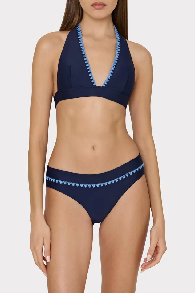 Milly Crochet Stitch Halter Bikini Top Navyblue Women Swim and Coverups Milly Crochet Stitch Halter Bikini Top Navyblue Women Swim and Coverups