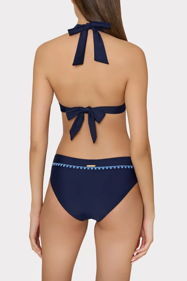 Milly Crochet Stitch Halter Bikini Top Navyblue Women Swim and Coverups Milly Crochet Stitch Halter Bikini Top Navyblue Women Swim and Coverups