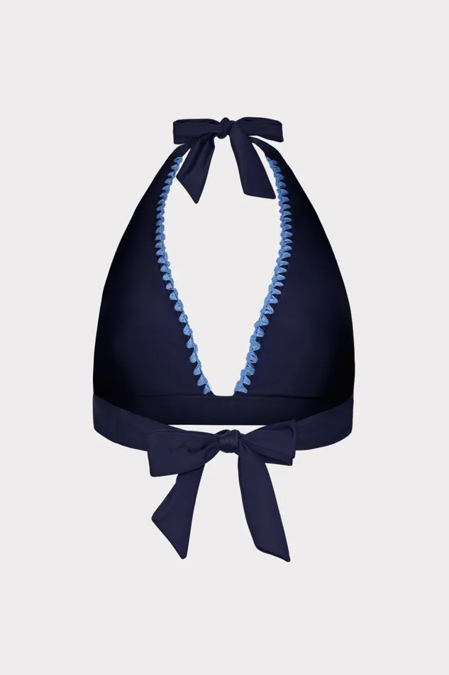 Milly Crochet Stitch Halter Bikini Top Navyblue Women Swim and Coverups Milly Crochet Stitch Halter Bikini Top Navyblue Women Swim and Coverups