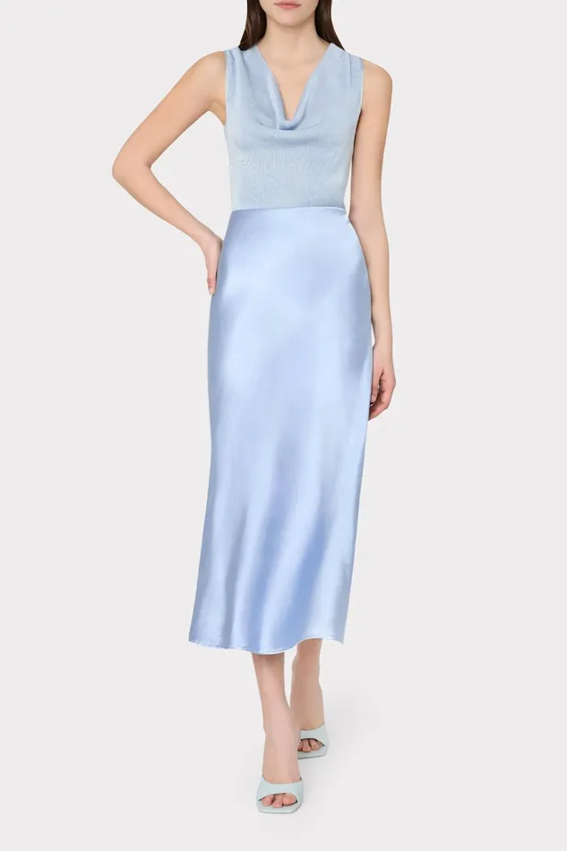 Milly Ella Hammered Satin Skirt Ice Blue Women Matching Sets