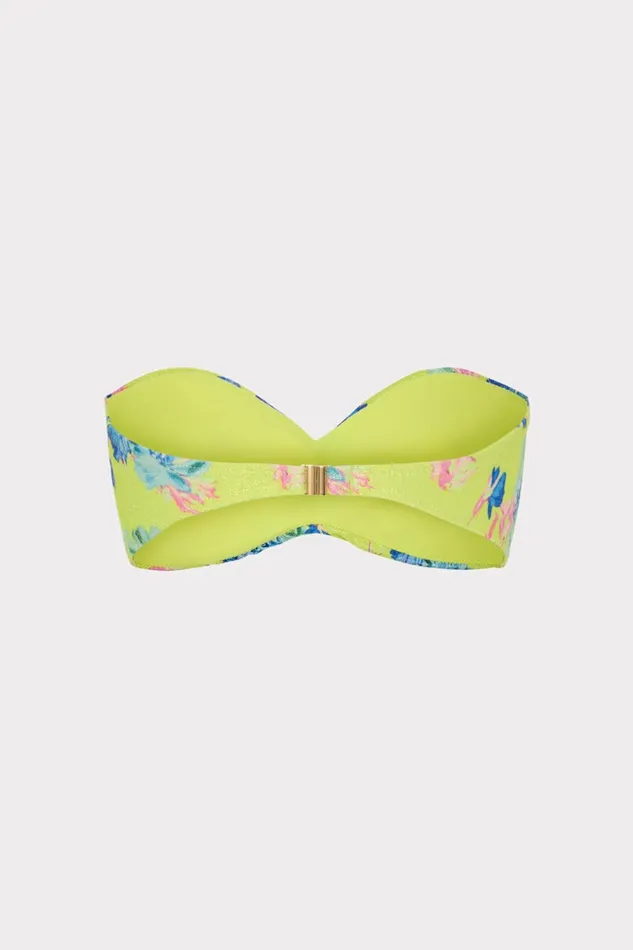 Milly Floating Cosmos Twist Bandeau Top Neon Yellow Women Swim and Coverups