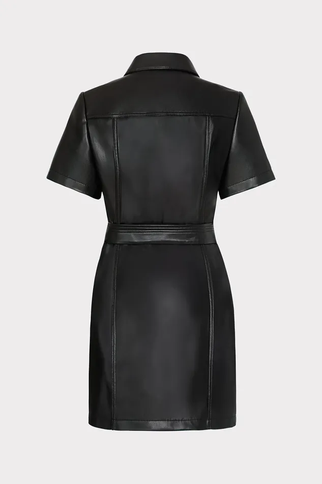 Milly Haven Vegan Leather Mini Dress Black Women Dresses