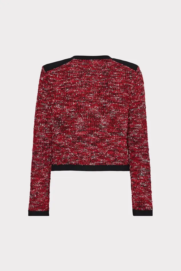 Milly Kelly Textured Knit Cardigan Claret Women Tops