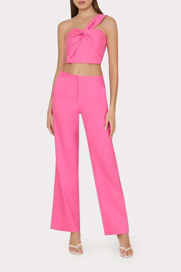 Milly Linen Top Pink Women Matching Sets