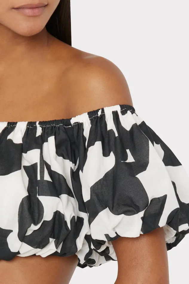 Milly Mason Modern Geo Off The Shoulder Top Blackecru Women Swim and Coverups Milly Mason Modern Geo Off The Shoulder Top Blackecru Women Swim and Coverups