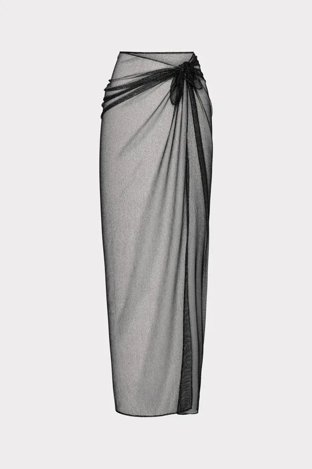 Milly Metallic Mesh Sarong Black Women CoverUps