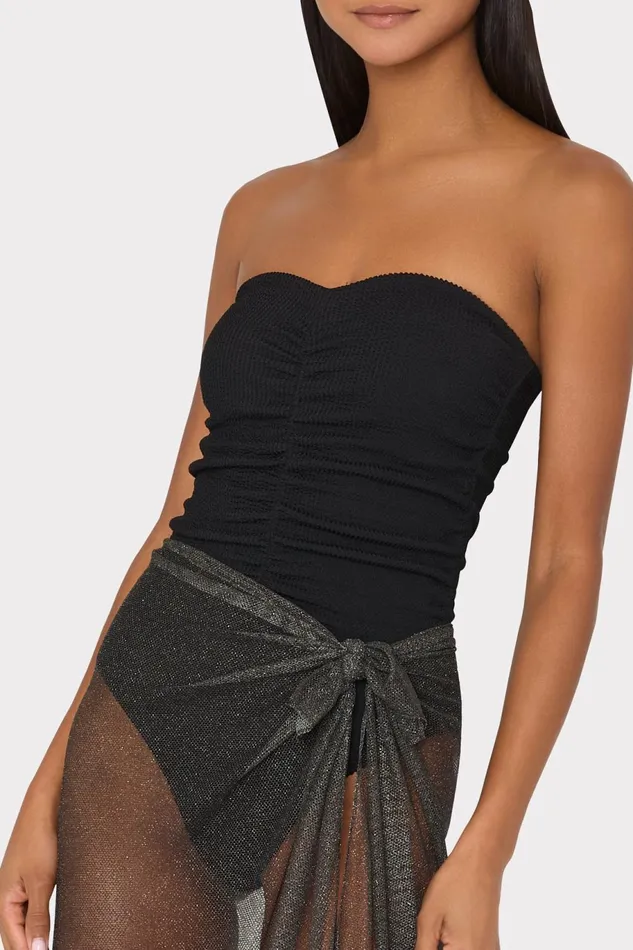 Milly Metallic Mesh Sarong Black Women CoverUps Milly Metallic Mesh Sarong Black Women CoverUps