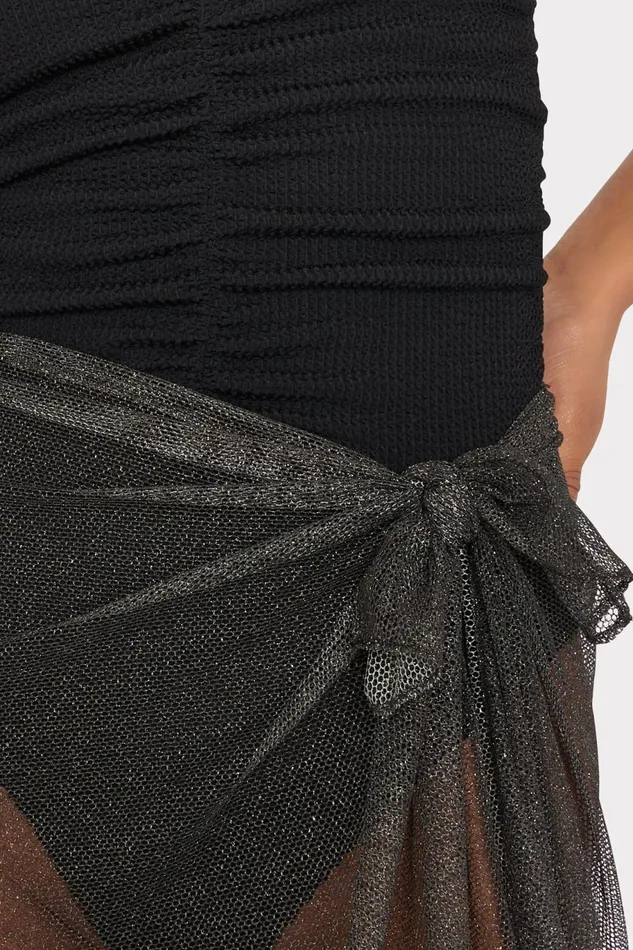 Milly Metallic Mesh Sarong Black Women CoverUps Milly Metallic Mesh Sarong Black Women CoverUps
